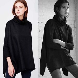 CUYANA Black Turtleneck Baby Alpaca Sweater Lagenlook Size Medium/Large (M/L)